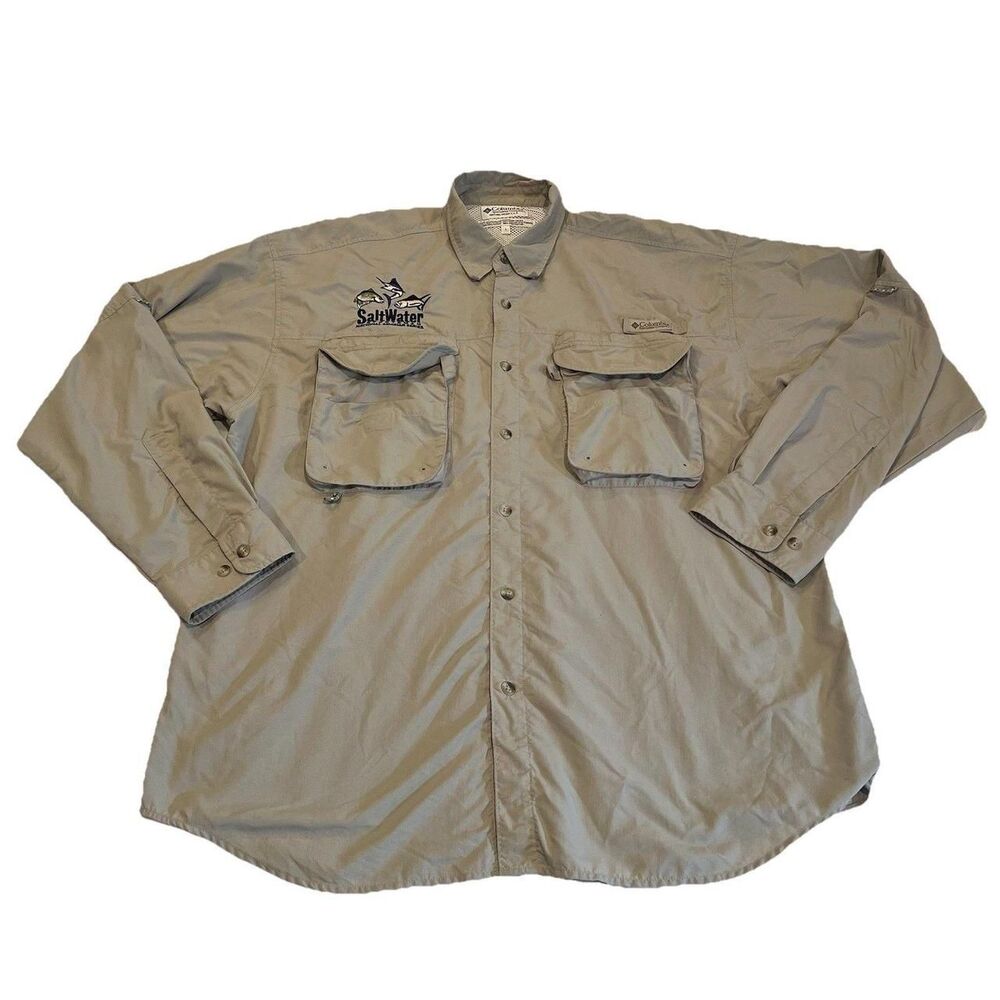 Mens Columbia PFG Saltwater Sportsman National Series Shirt Long Sleeve Large